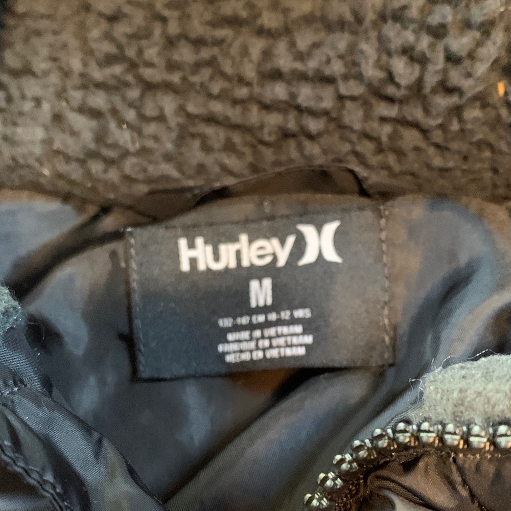 Hurley boys size medium Charcoal Puffer Jacket with Hood - Picture 3 of 7